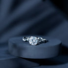 Rosec Jewels-Solitaire Ring with 8 MM Cushion Cut Moissanite in Double Prong Setting with Braided Shank