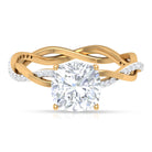 Rosec Jewels-Solitaire Ring with 8 MM Cushion Cut Moissanite in Prong Setting with Hidden Halo and Braided Shank