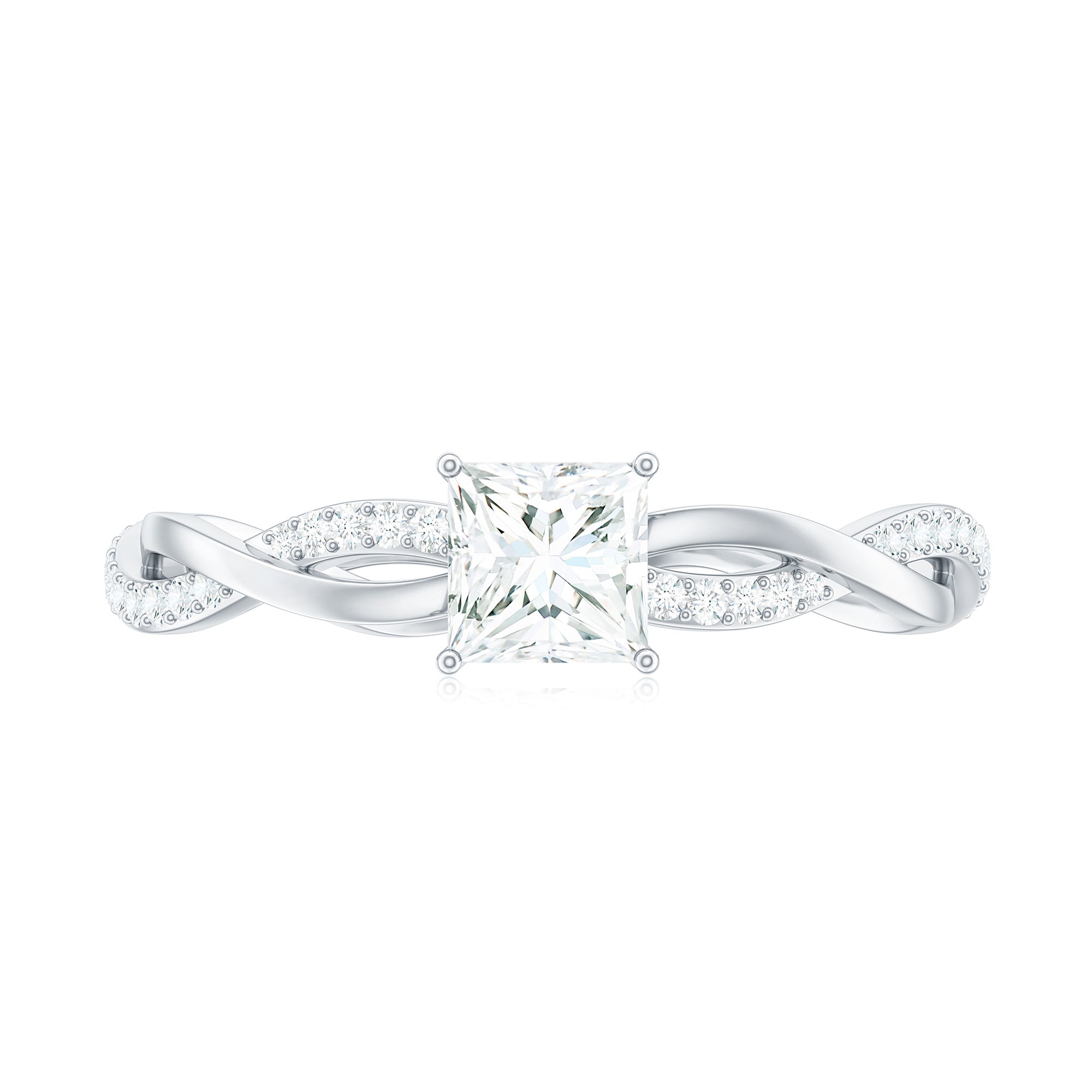 Rosec Jewels-Princess Cut Moissanite Solitaire Braided Promise Ring