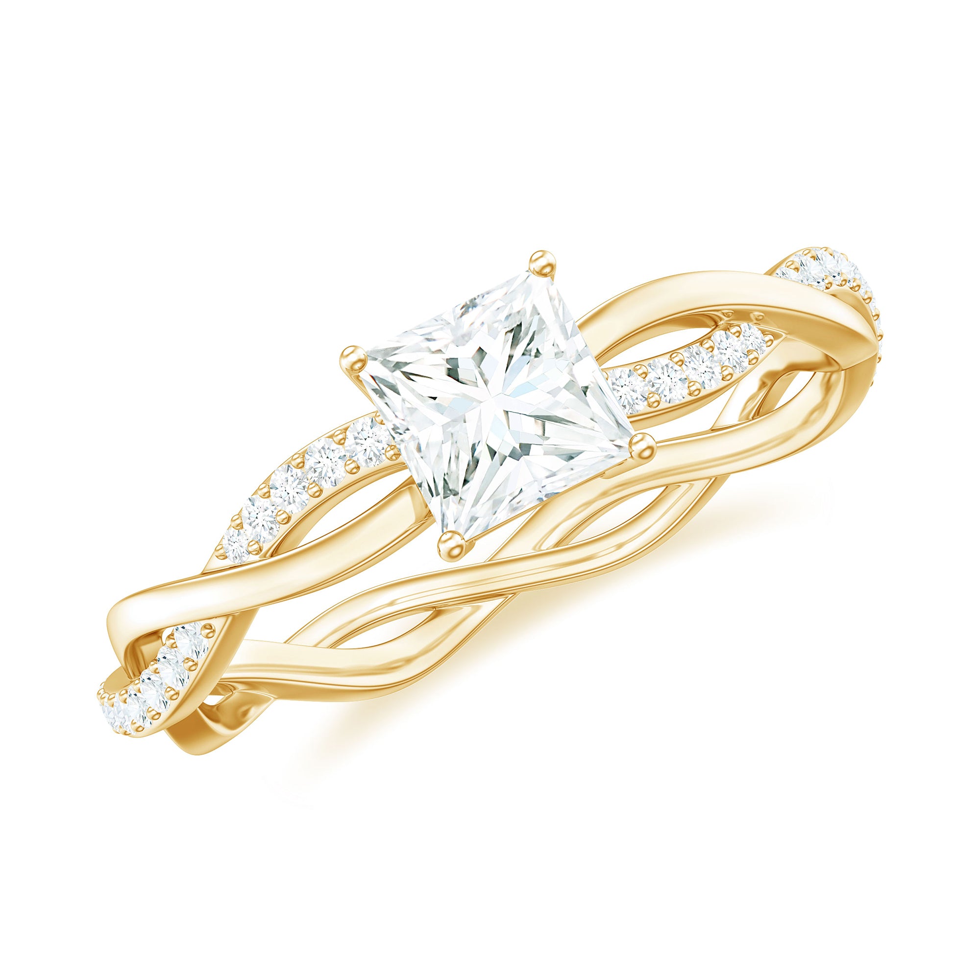 Rosec Jewels-Princess Cut Moissanite Solitaire Braided Promise Ring