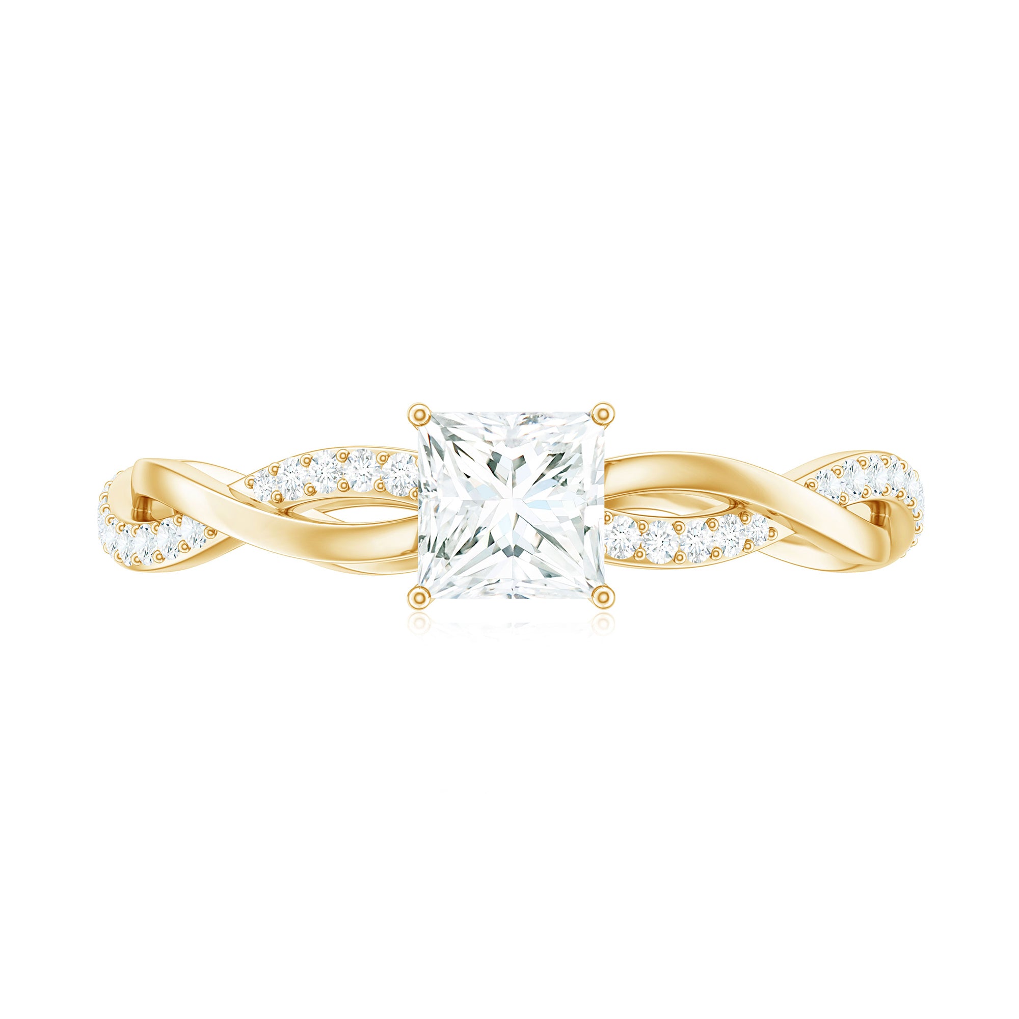 Rosec Jewels-Princess Cut Moissanite Solitaire Braided Promise Ring