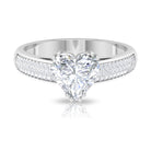 Rosec Jewels-2.5 CT Double Prong Set Moissanite Solitaire Ring with Pave Set Side Stones