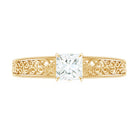 Rosec Jewels-Princess Cut Solitaire Moissanite Filigree Gold Engagement Ring