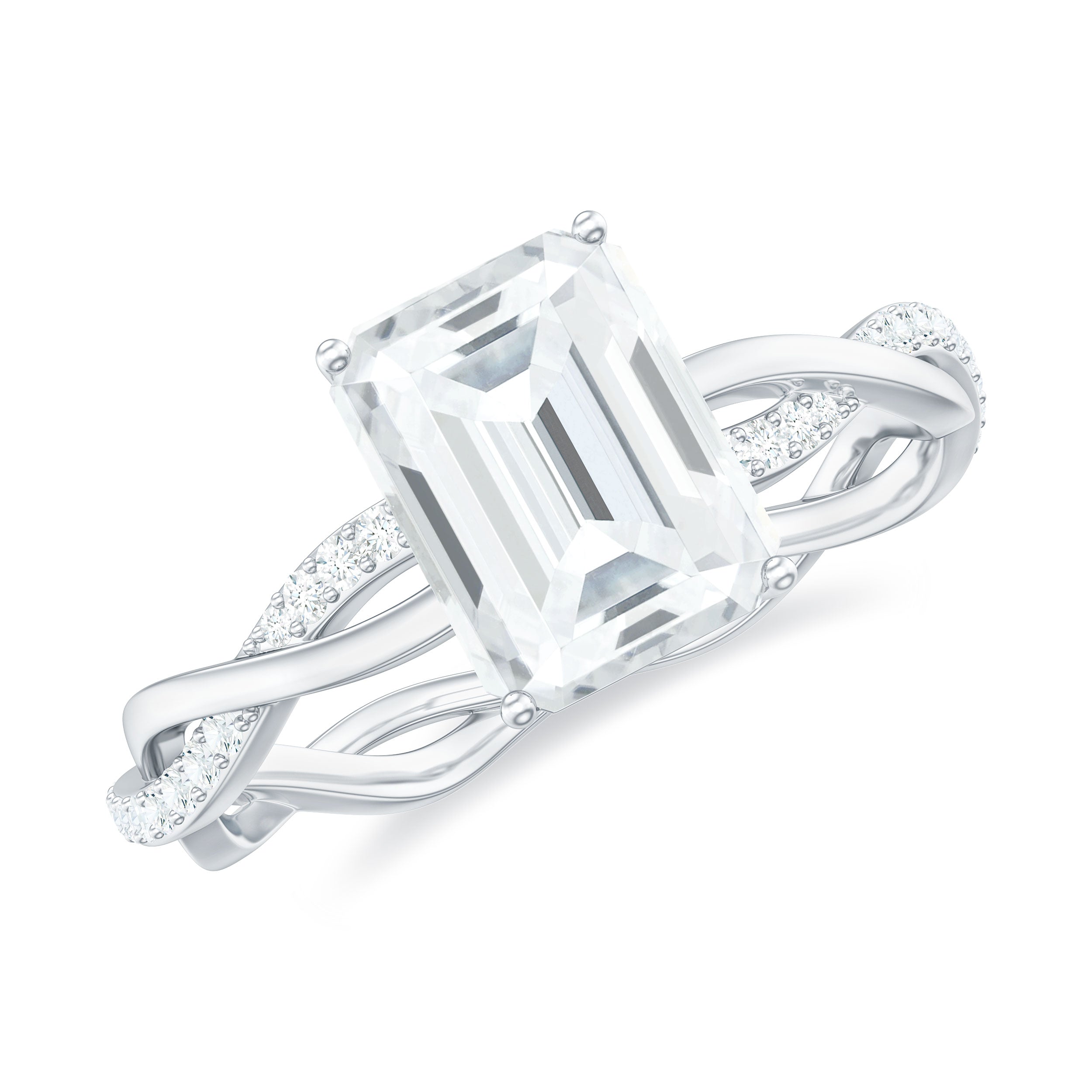 Rosec Jewels-Emerald Cut Moissanite Solitaire Braided Engagement Ring