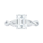 Rosec Jewels-Emerald Cut Moissanite Solitaire Braided Engagement Ring