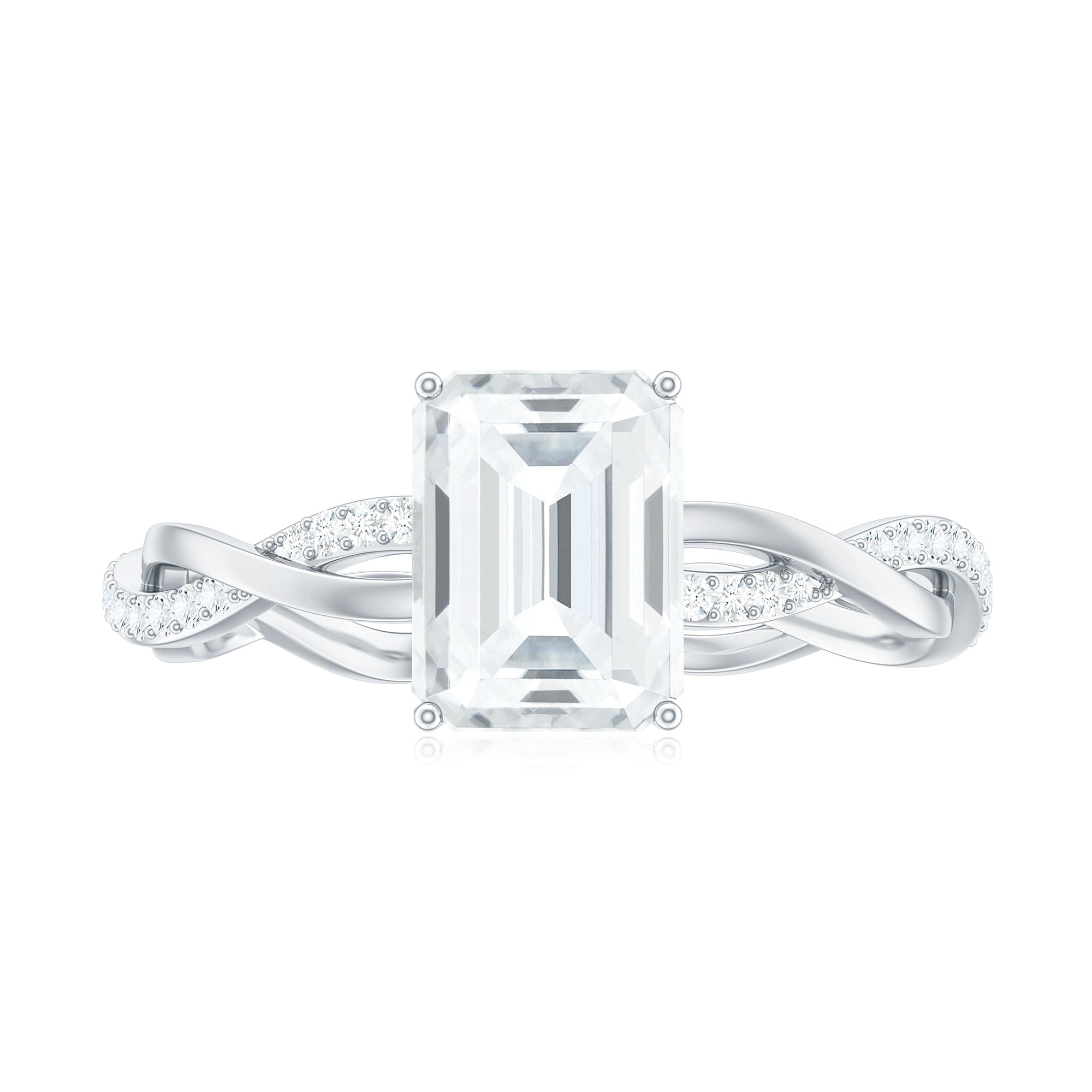 Rosec Jewels-Emerald Cut Moissanite Solitaire Braided Engagement Ring