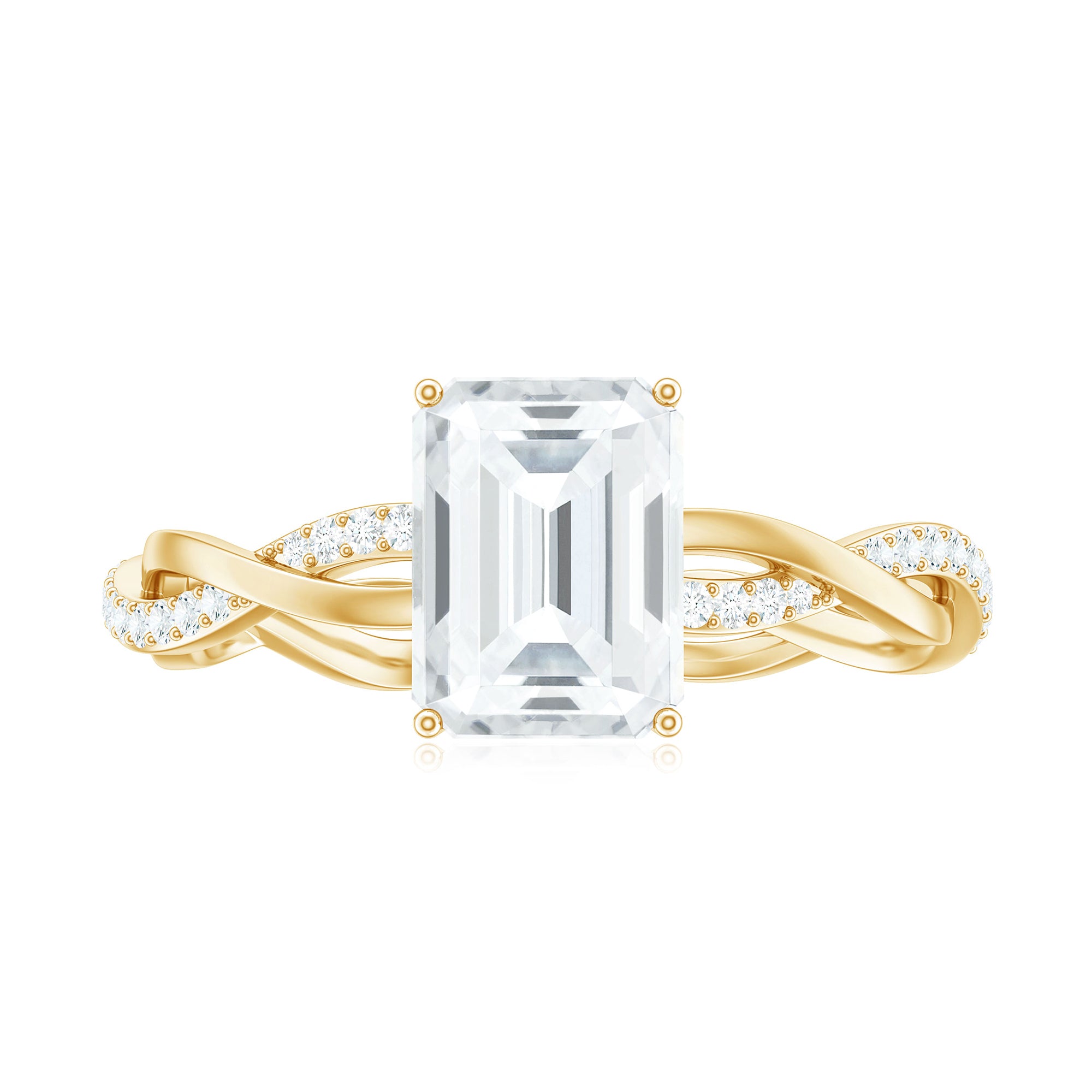 Rosec Jewels-Emerald Cut Moissanite Solitaire Braided Engagement Ring