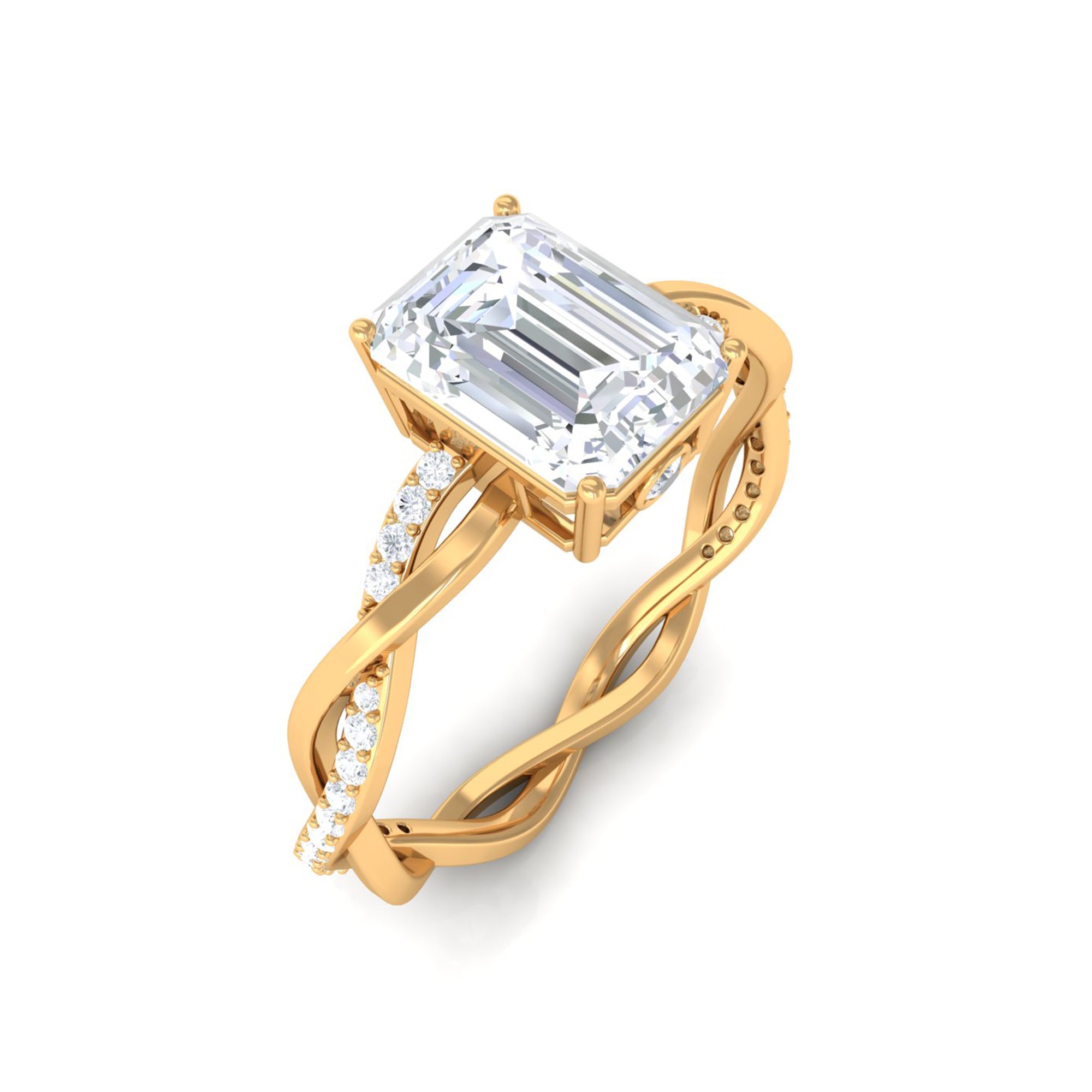 2 CT Octagon Cut Moissanite Solitaire Braided Gold Ring Moissanite - ( D-VS1 ) - Color and Clarity - Rosec Jewels