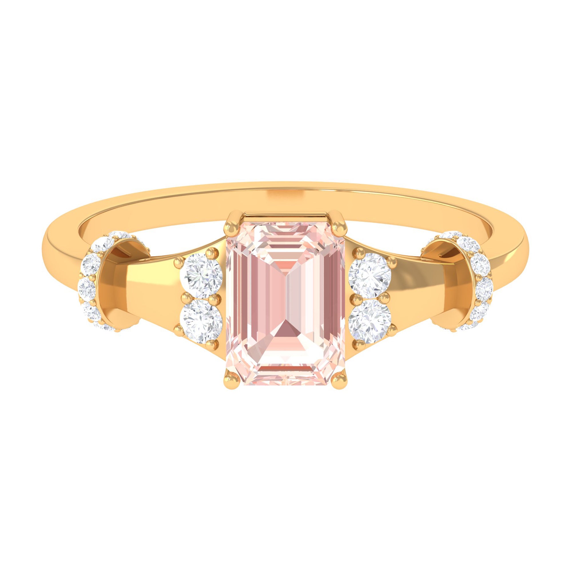 Rosec Jewels-1.25 Ct Designer Morganite and Diamond Engagement Ring