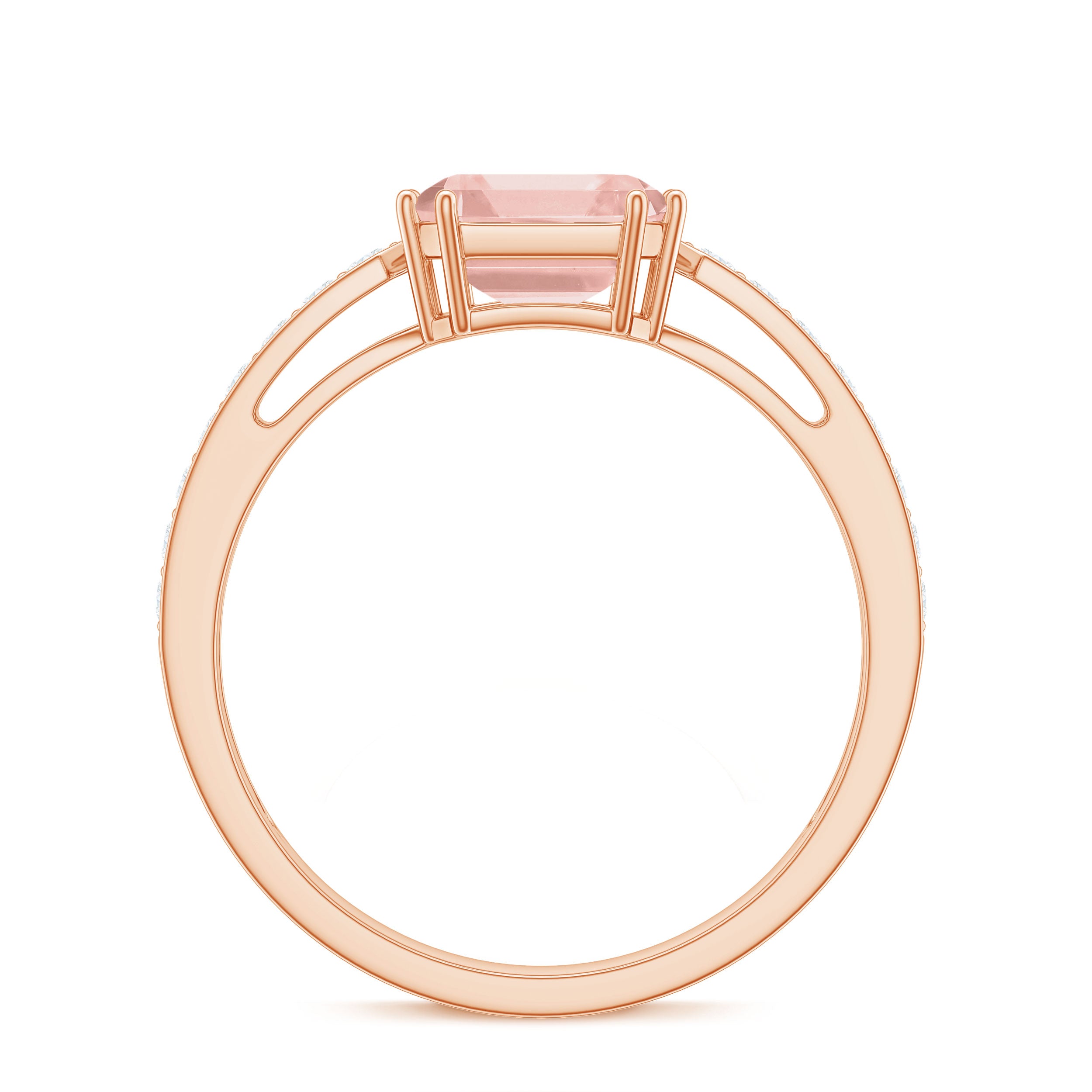 Rosec Jewels-Asscher Morganite Solitaire Engagement Ring with Diamond