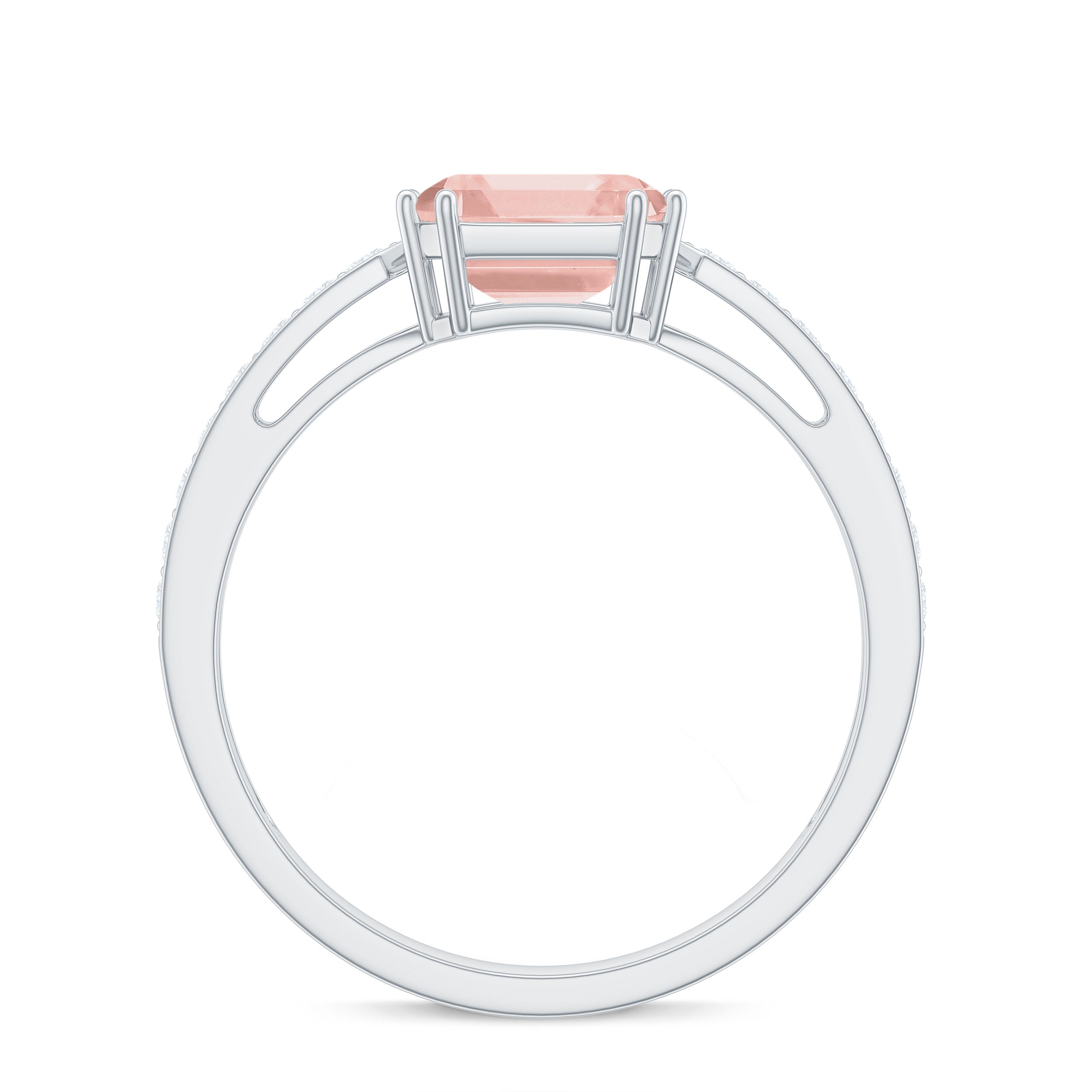 Rosec Jewels-Asscher Morganite Solitaire Engagement Ring with Diamond