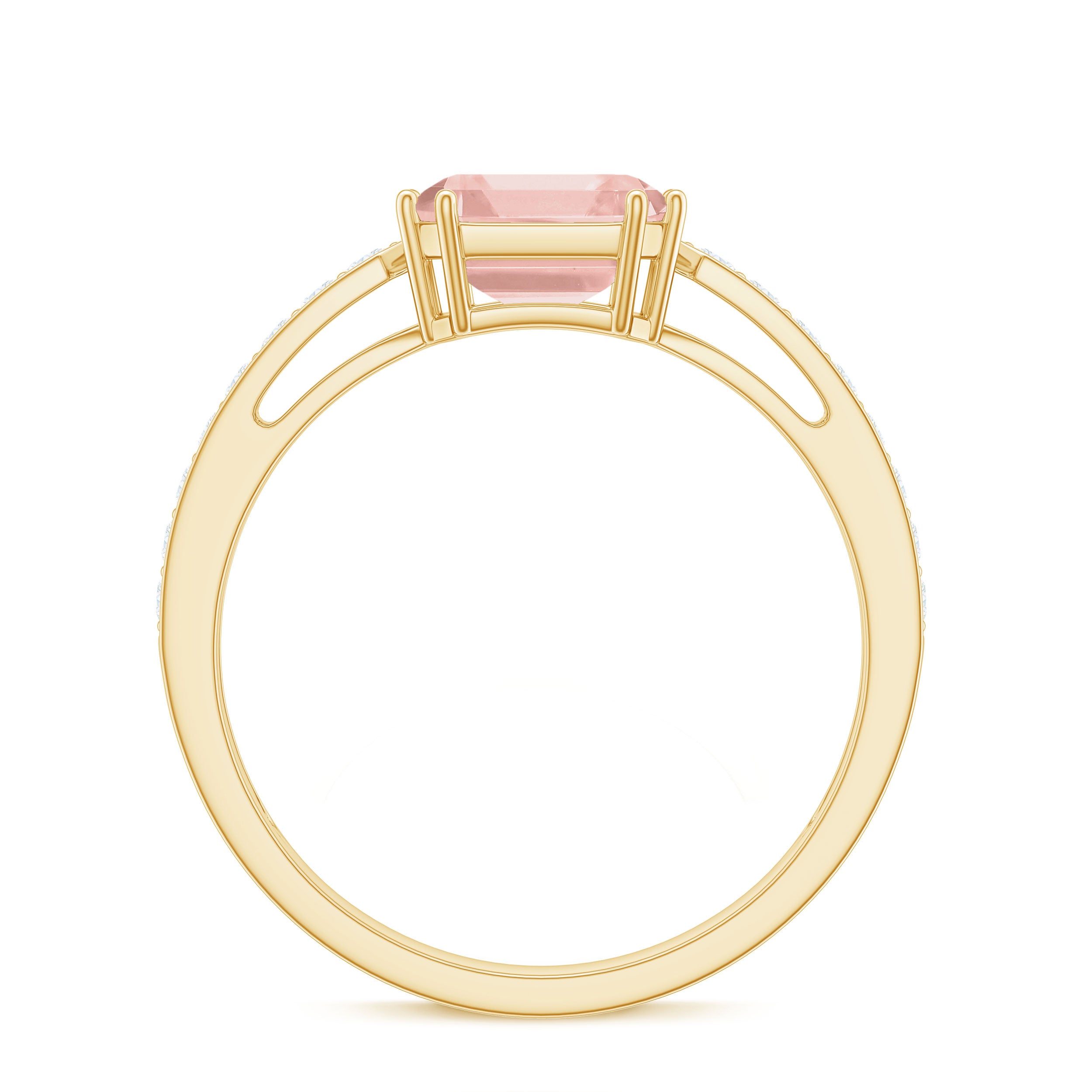 Rosec Jewels-Asscher Morganite Solitaire Engagement Ring with Diamond