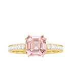 Rosec Jewels-Asscher Morganite Solitaire Engagement Ring with Diamond