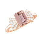 Rosec Jewels-Emerald Cut Morganite Solitaire Engagement Ring with Diamond