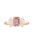 Rosec Jewels-Emerald Cut Morganite Solitaire Engagement Ring with Diamond