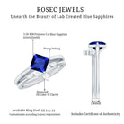 1.25 CT Princess Cut Created Blue Sapphire Solitaire Ring Set with Diamond Lab Created Blue Sapphire - ( AAAA ) - Quality - Rosec Jewels