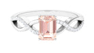 Rosec Jewels-Emerald Cut Morganite Crossover Engagement Ring with Diamond