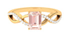 Rosec Jewels-Emerald Cut Morganite Crossover Engagement Ring with Diamond