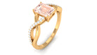 Rosec Jewels-Emerald Cut Morganite Crossover Engagement Ring with Diamond