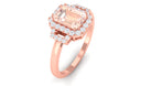 Rosec Jewels-2.25 CT Emerald Cut Morganite Cocktail Engagement Ring with Diamond