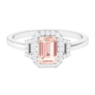 Rosec Jewels-2.25 CT Emerald Cut Morganite Cocktail Engagement Ring with Diamond