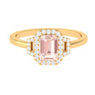 Rosec Jewels-2.25 CT Emerald Cut Morganite Cocktail Engagement Ring with Diamond