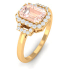 Rosec Jewels-2.25 CT Emerald Cut Morganite Cocktail Engagement Ring with Diamond