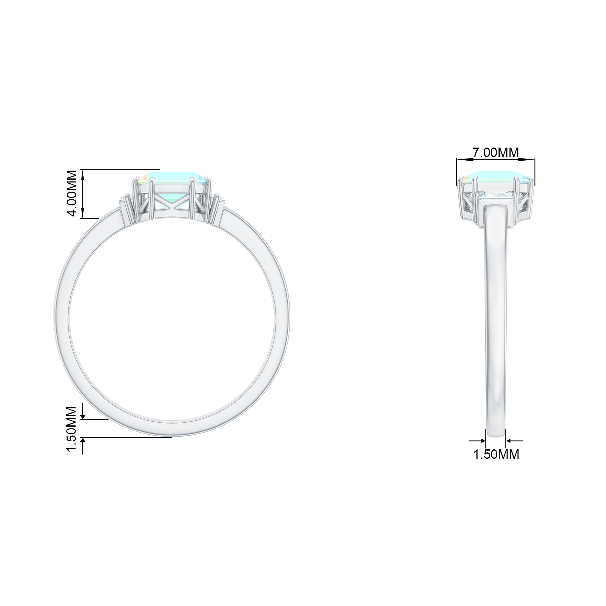 Rosec Jewels-Asscher Cut Solitaire Ethiopian Opal Engagement Ring with Diamond