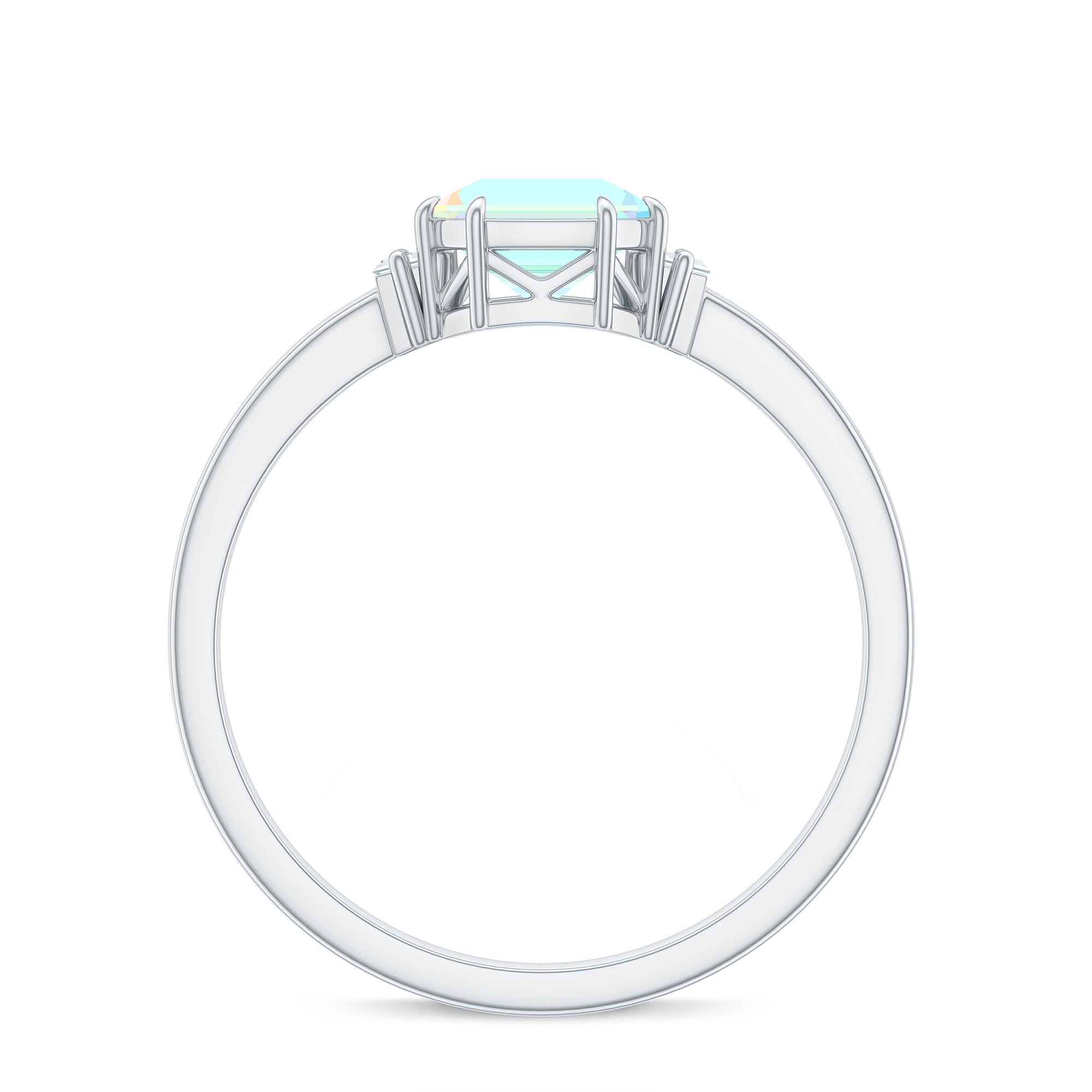 Rosec Jewels-Asscher Cut Solitaire Ethiopian Opal Engagement Ring with Diamond