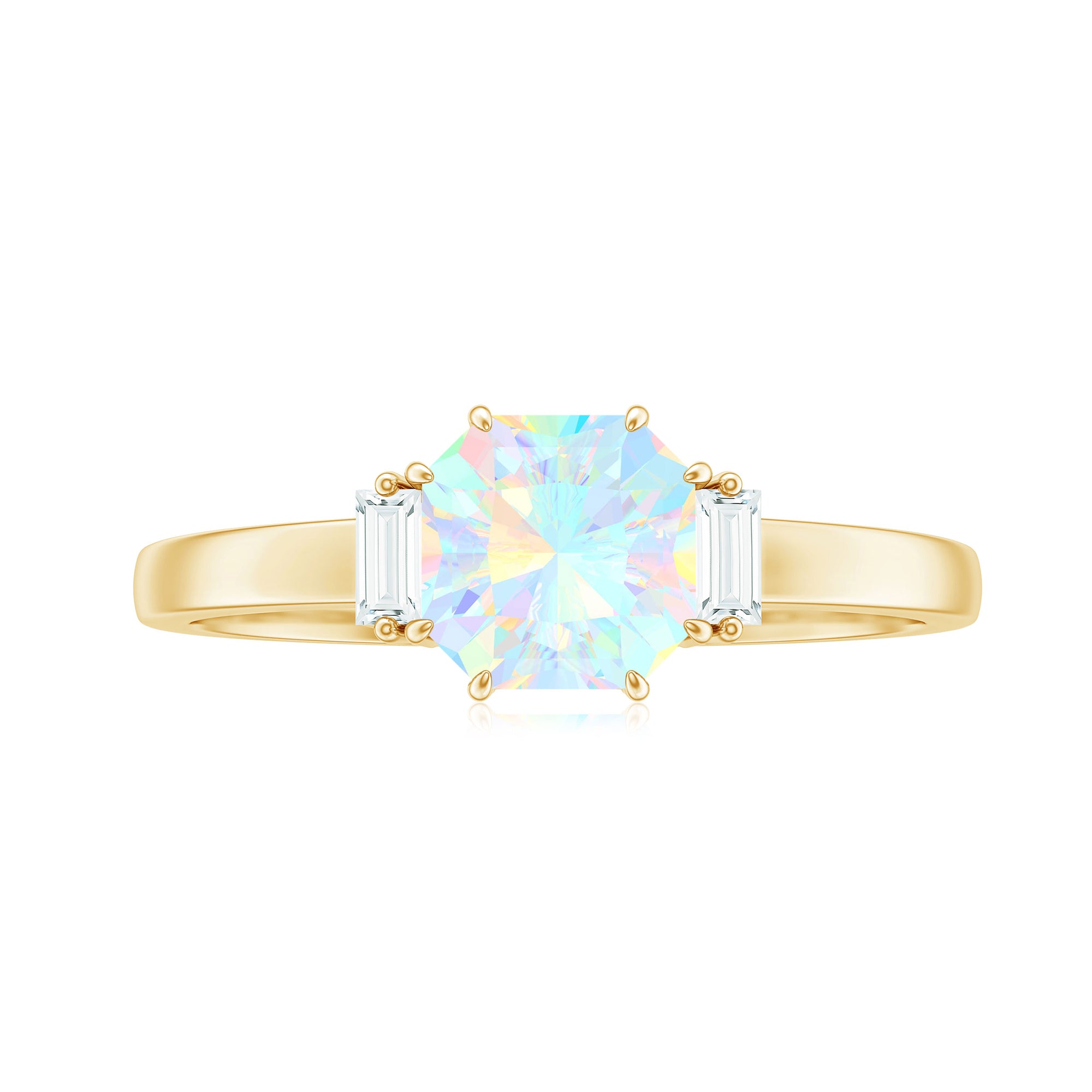 Rosec Jewels-Asscher Cut Solitaire Ethiopian Opal Engagement Ring with Diamond