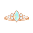 Rosec Jewels-3/4 CT Real Ethiopian Opal Solitaire Ring with Diamond Trio