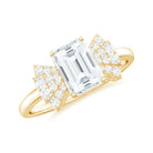 Rosec Jewels-Emerald Cut Moissanite Solitaire Designer Engagement Ring in Gold