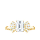 Rosec Jewels-Emerald Cut Moissanite Solitaire Designer Engagement Ring in Gold