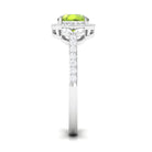 Rosec Jewels-Natural Peridot Halo Engagement Ring with Diamond