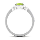 Rosec Jewels-Natural Peridot Halo Engagement Ring with Diamond