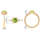 Rosec Jewels-Natural Peridot Halo Engagement Ring with Diamond