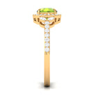 Rosec Jewels-Natural Peridot Halo Engagement Ring with Diamond