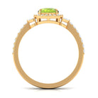 Rosec Jewels-Natural Peridot Halo Engagement Ring with Diamond