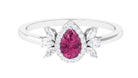 Rosec Jewels-Pink Tourmaline Engagement Ring with Diamond Halo