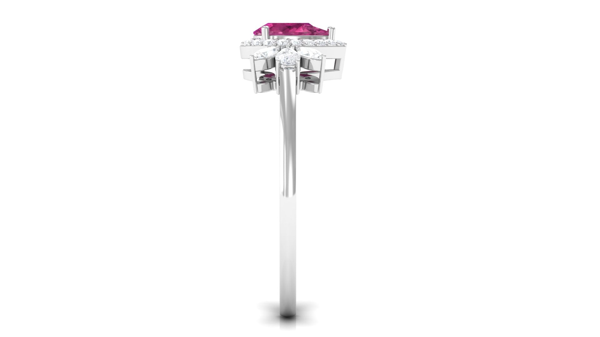 Rosec Jewels-Pink Tourmaline Engagement Ring with Diamond Halo