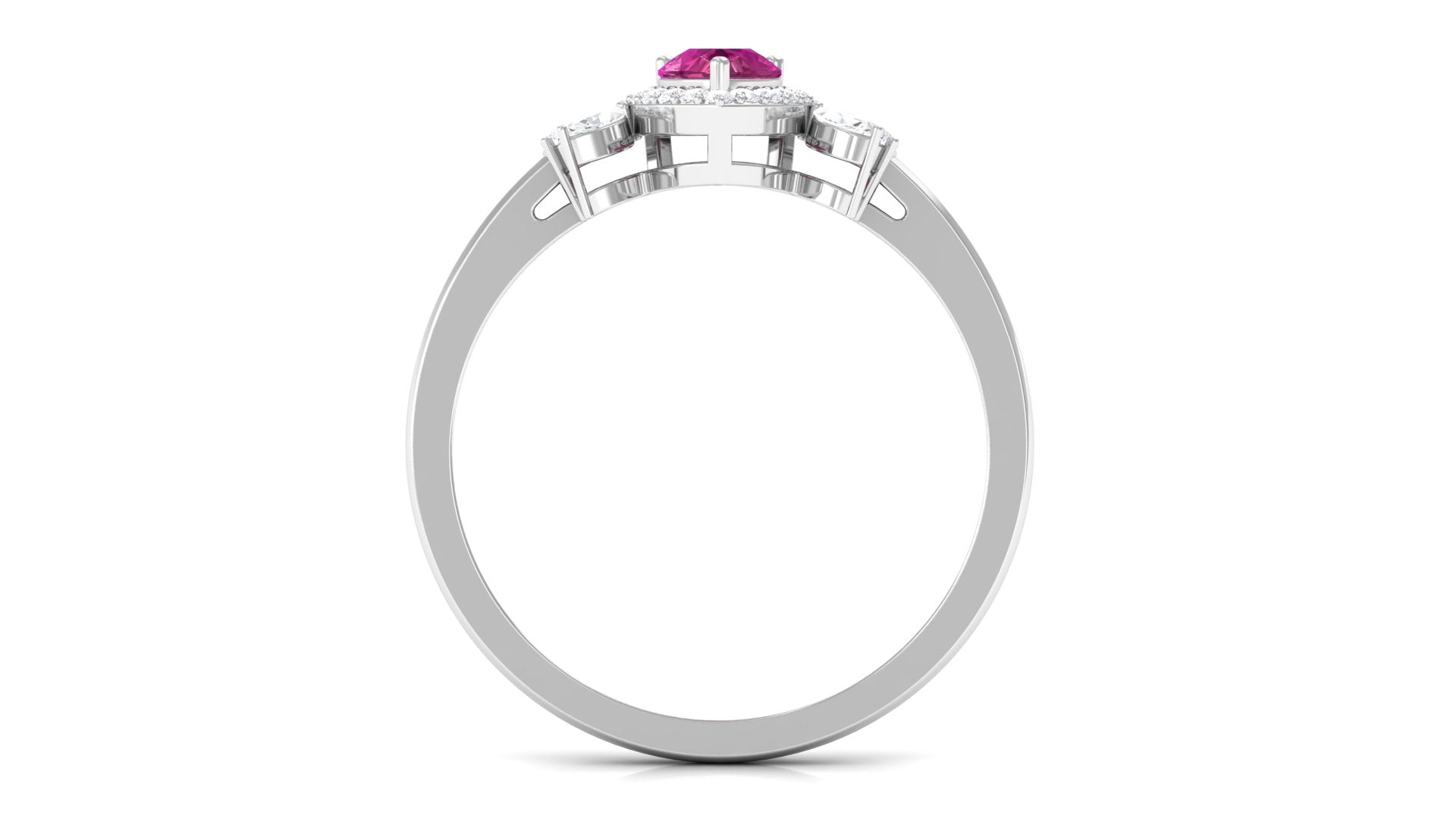 Rosec Jewels-Pink Tourmaline Engagement Ring with Diamond Halo