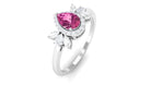 Rosec Jewels-Pink Tourmaline Engagement Ring with Diamond Halo