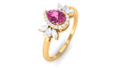 Rosec Jewels-Pink Tourmaline Engagement Ring with Diamond Halo