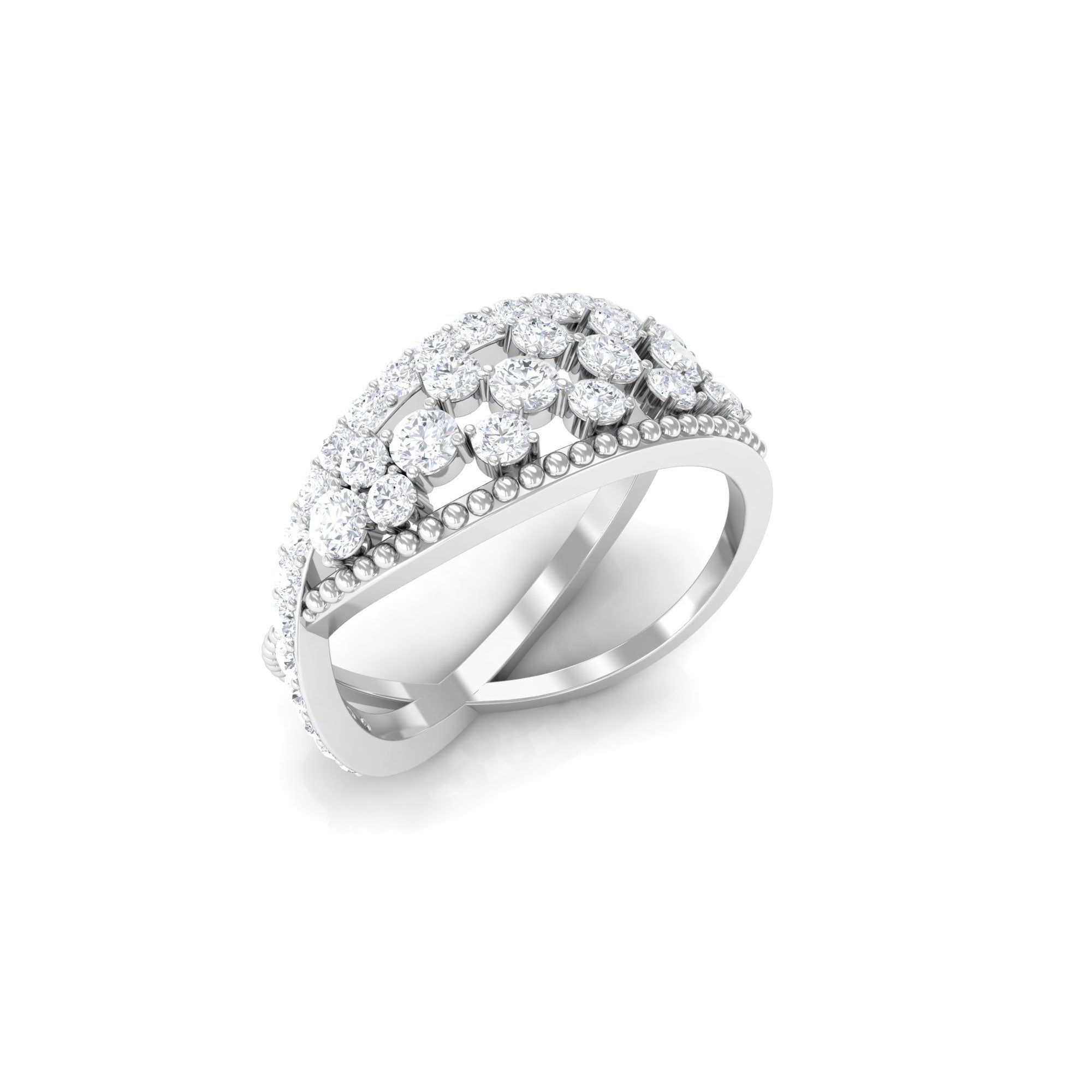 Rosec Jewels-Real Diamond Designer Criss Cross Wedding Band