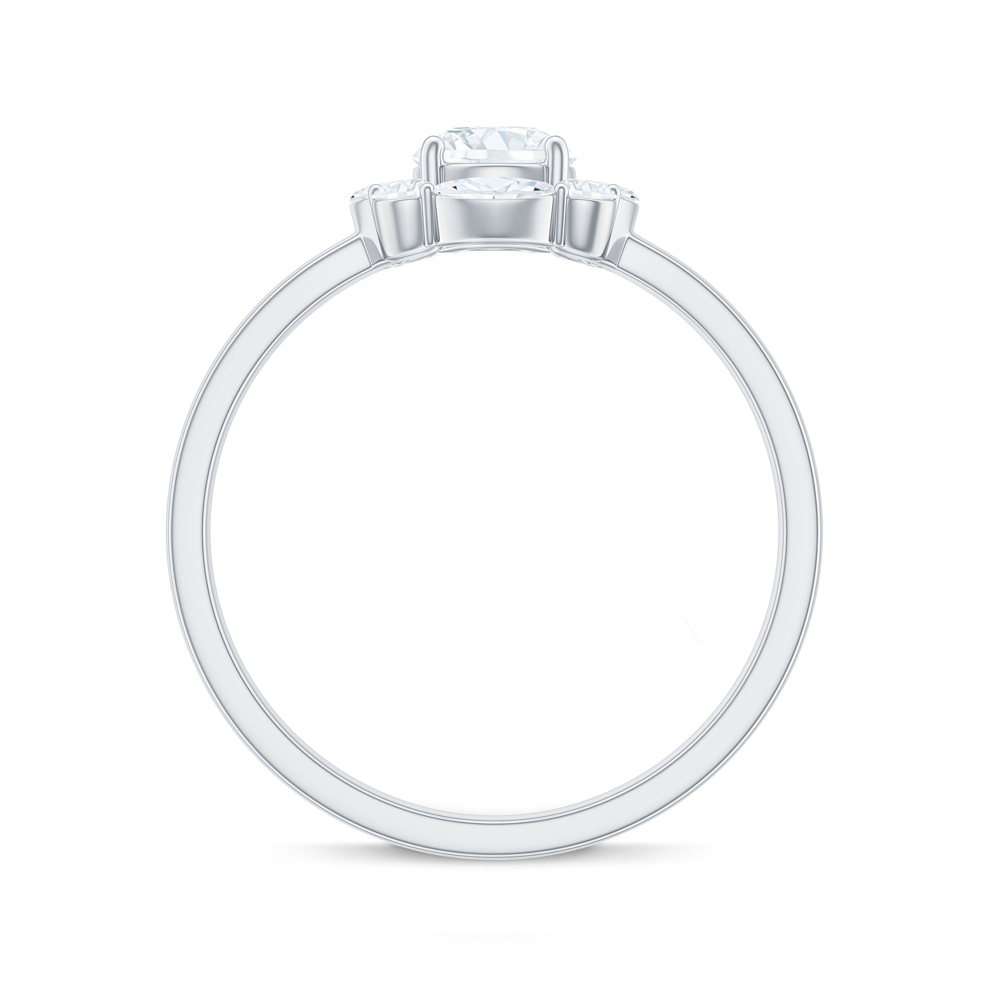 Rosec Jewels-1 CT Round and Marquise Moissanite Minimal Engagement Ring in Prong Setting