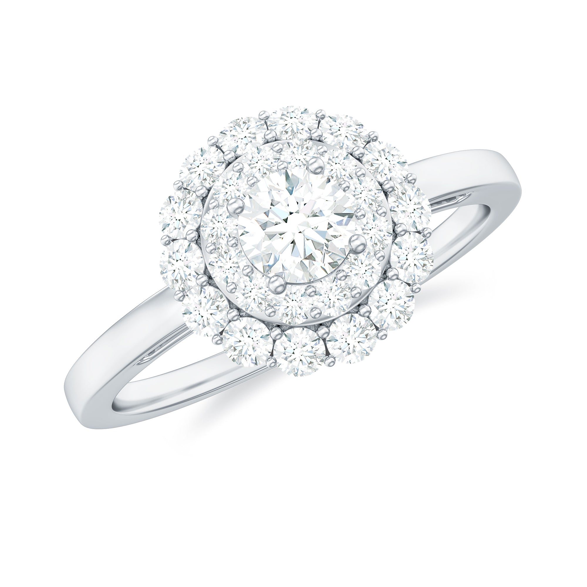 Rosec Jewels-0.75 CT Certified Moissanite Vintage Inspired Double Halo Ring