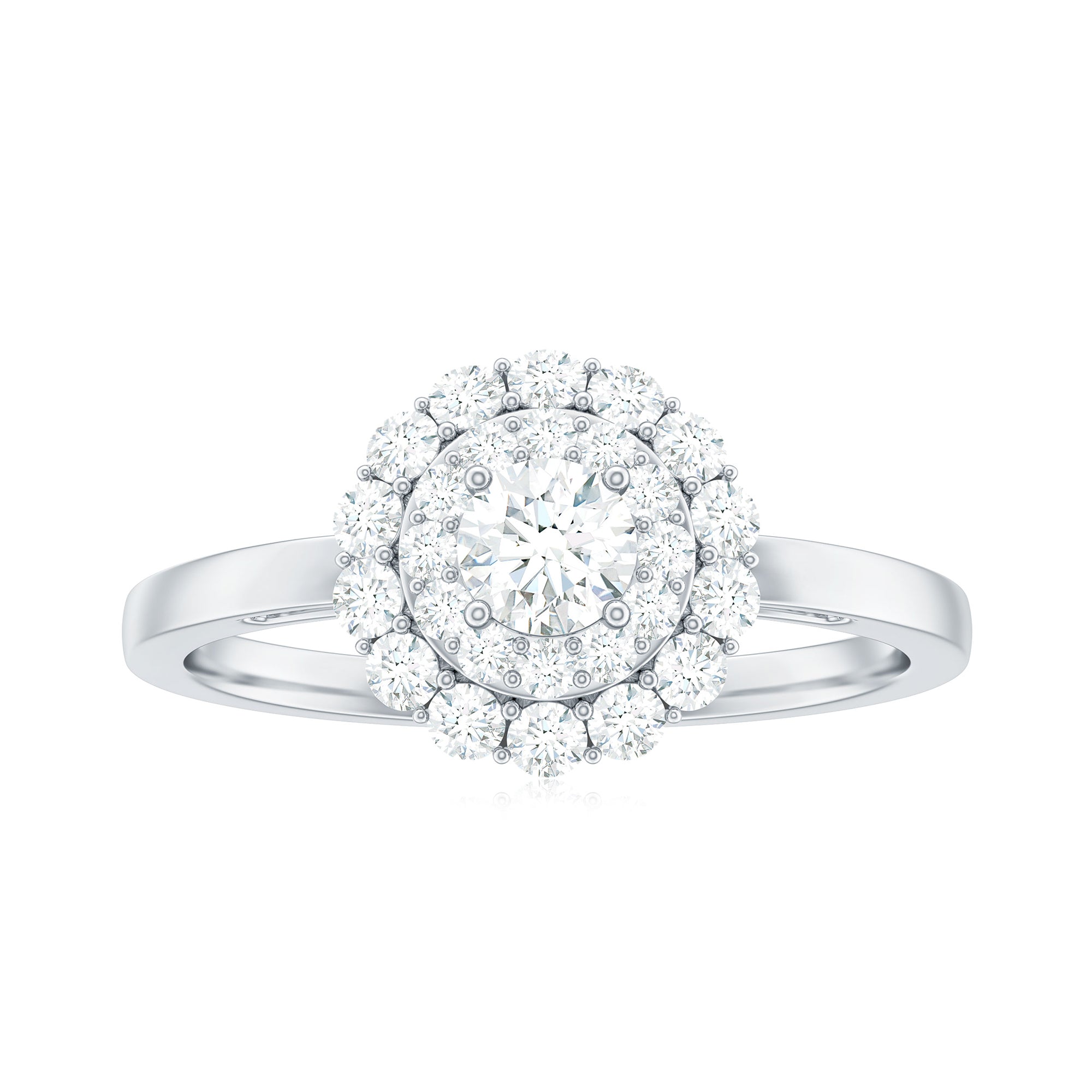 Rosec Jewels-0.75 CT Certified Moissanite Vintage Inspired Double Halo Ring