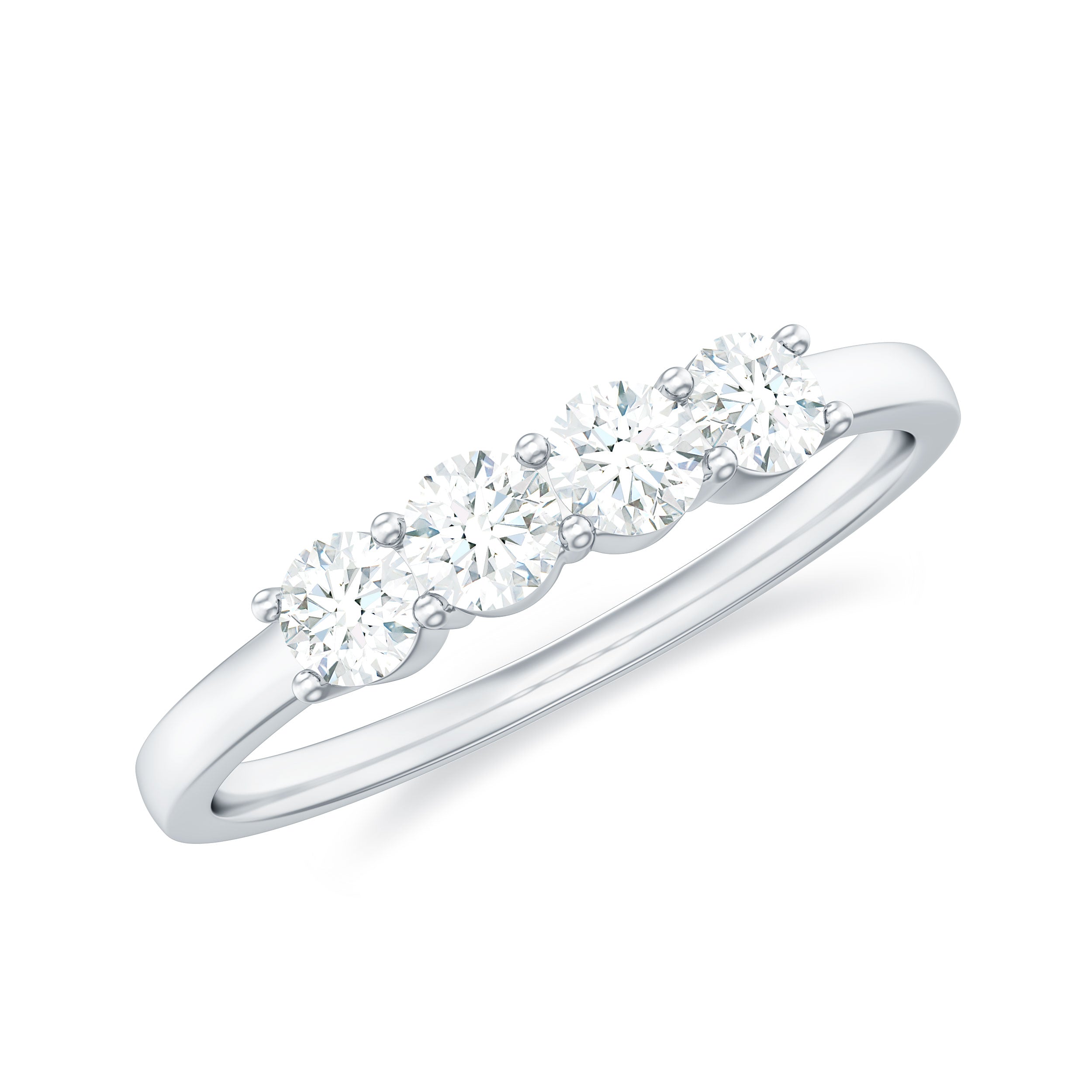 Rosec Jewels-Certified Moissanite 4 Stone Stackable Anniversary Ring