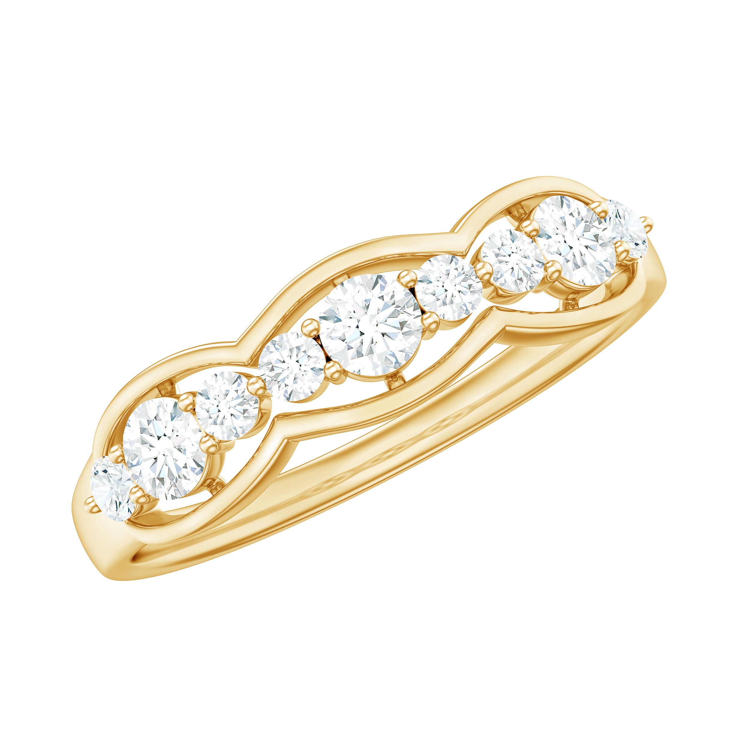 Rosec Jewels-1 CT Round Cut Cubic Zirconia Anniversary Ring in Gold