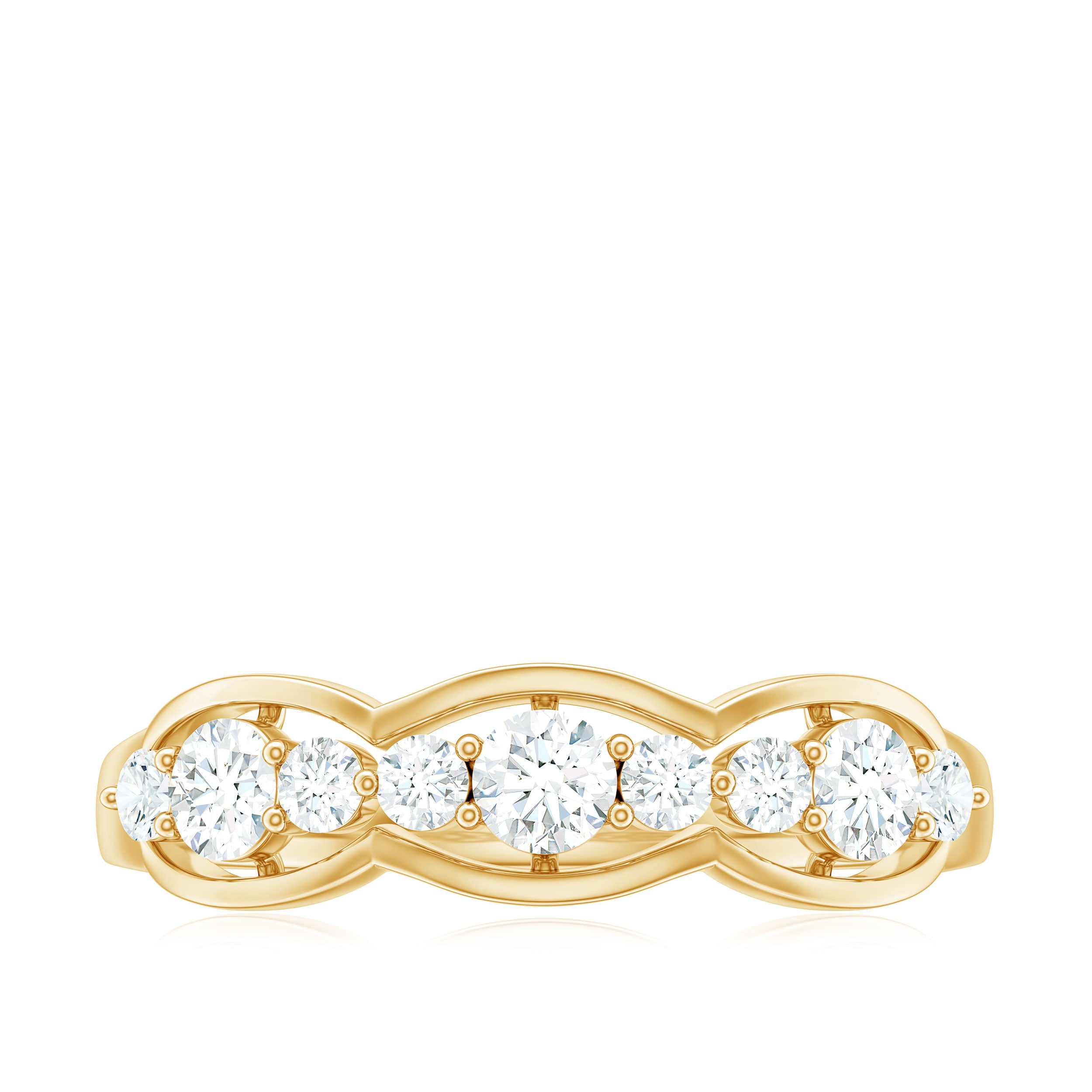 Rosec Jewels-1 CT Round Cut Cubic Zirconia Anniversary Ring in Gold